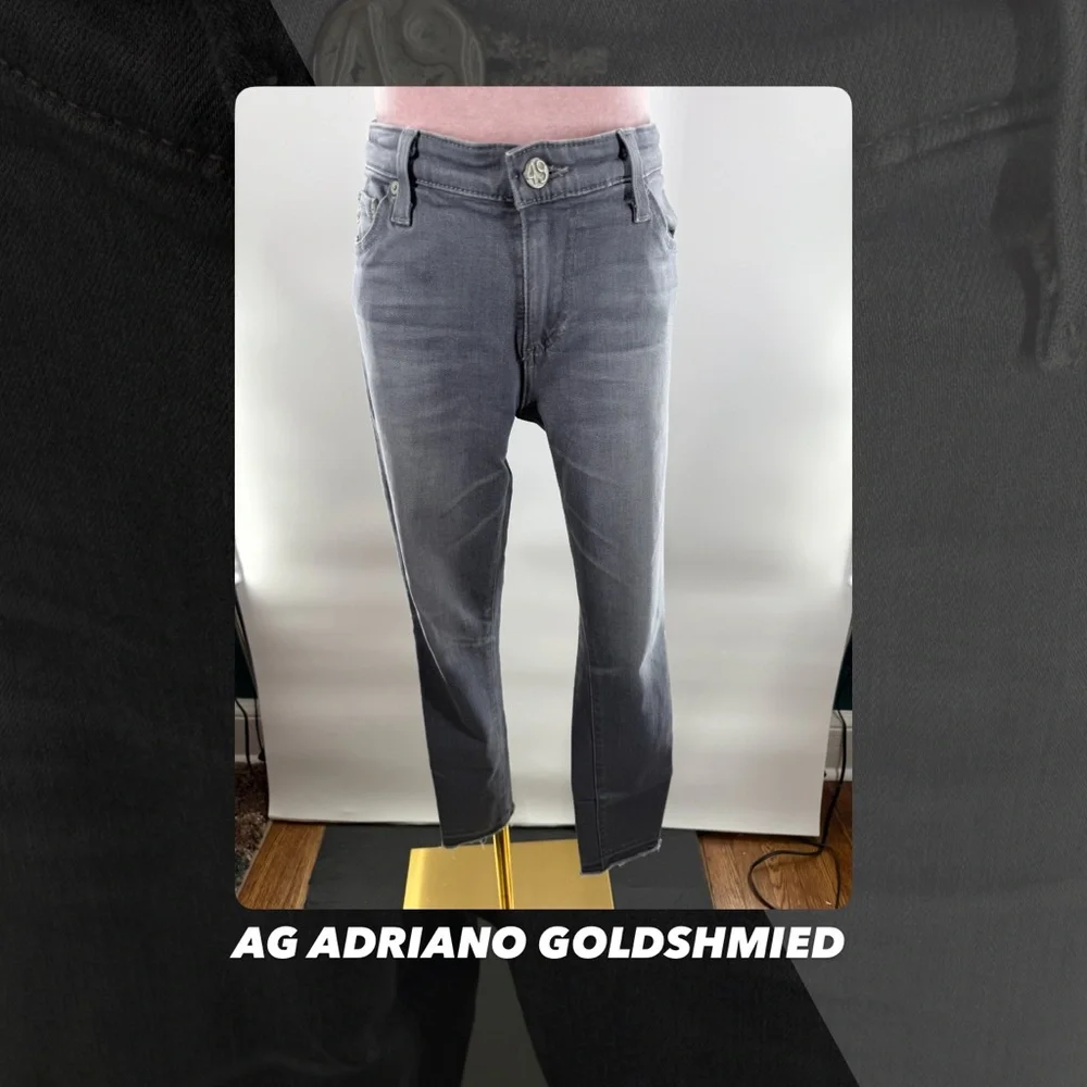 EUC AG Adriano Goldshmied Grey Skinny Raw Hem Jeans